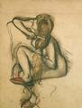 [Woman Combing her Hair, in Slippers]