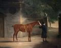 [A Hunter and Groom in a Courtyard]