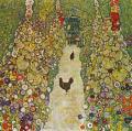 [Garden Path with Chickens]